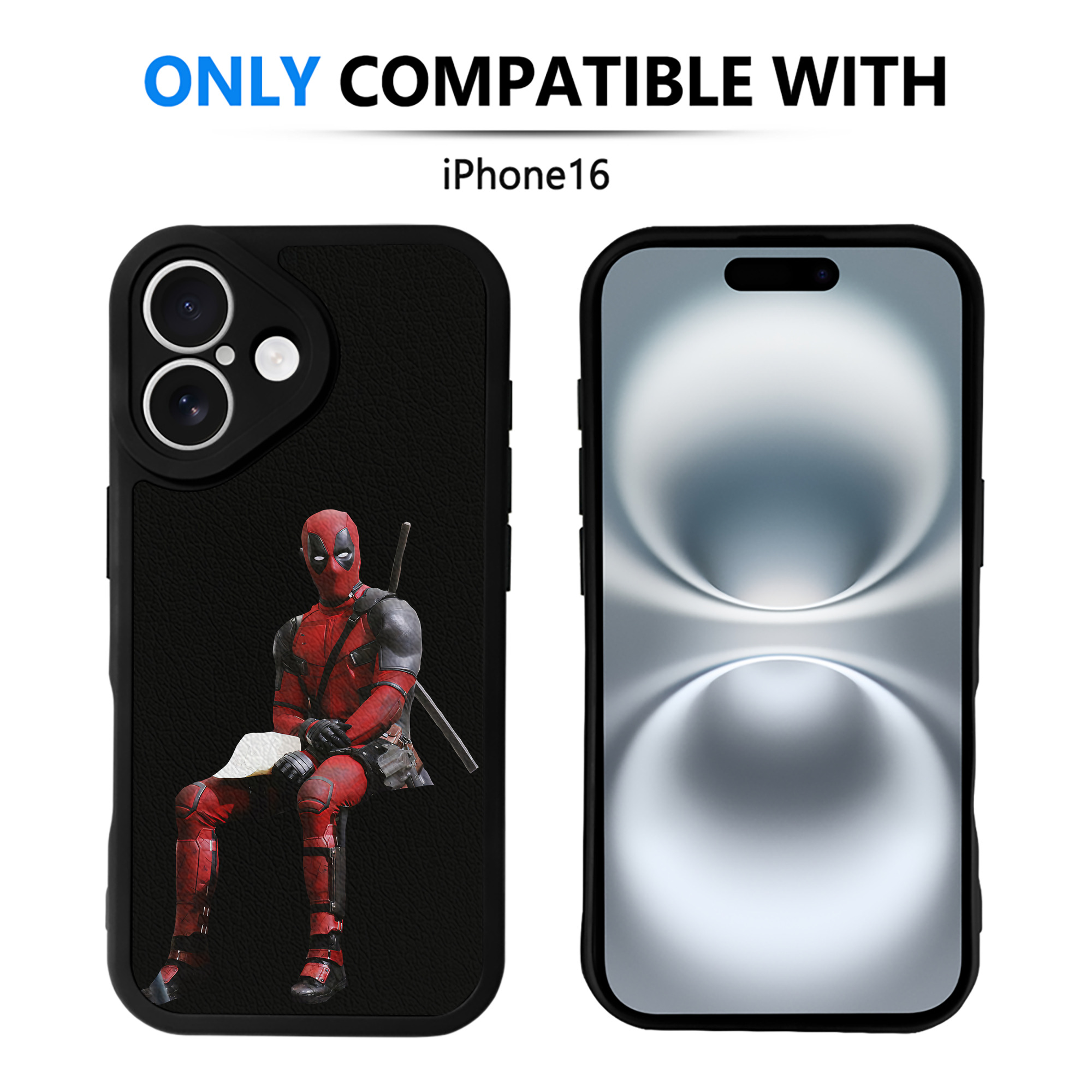 （画像用） Deadpool デッドプール 【iPhone 16シリーズ対応】シリコンスマホケース（レザー調） 材質：シリコン
